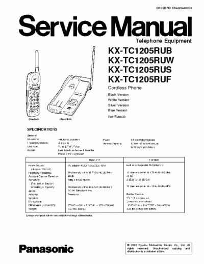 Panasonic KX-TC1205RU (B, W, S, F) Service manual Digital Cordless Phone - Pag. 69