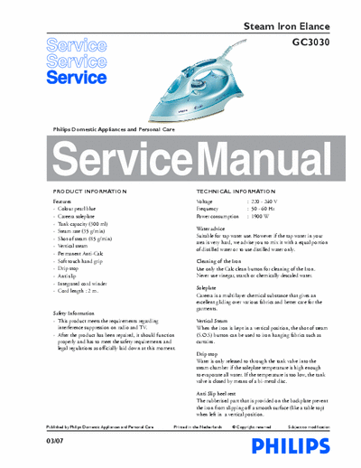 Philips GC3030 Service Manual - pag. 4