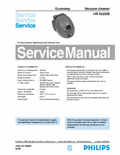 Philips HR6325/B Service Manual ser. Economy - pag. 5