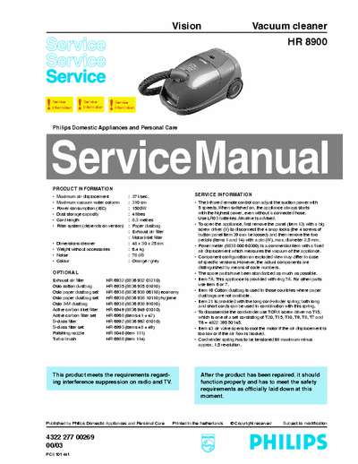 Philips HR8900 Service Manual ser. Vision - pag. 6