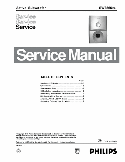 Philips SW3660 /00 Service Manual Active Subwoofer - pag. 14