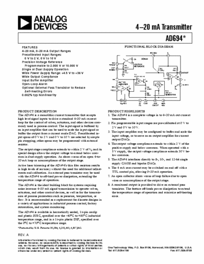 Analog Devices AD694 4-20 mA transmitter