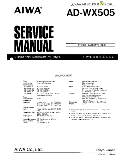 Aiwa AD-WX 505 Stereo cassette deck Service Manual