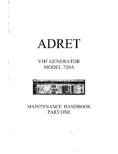 Adret 730A VHF Generator maintenance handbook