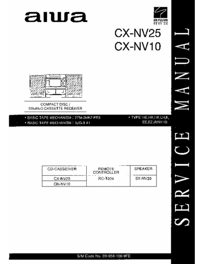 aiwa cx-nv25 cx-nv10 cx-nv25 cx-nv10 shematics.