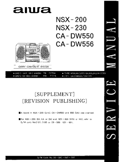 Aiwa CA-DW550 CA-DW556 NSX-200 NSX-230 COMPACT DISC CARRY COMPONENT SYSTEM