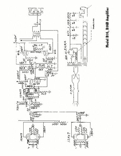 Rickenbacker B16, B16D Schematic Diagram Amplifier - pag. 1