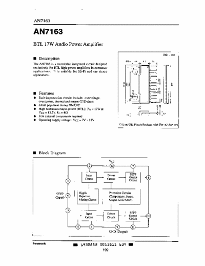 panasonic an7163 power amplifer 13,2V 18w (i think) 12pins