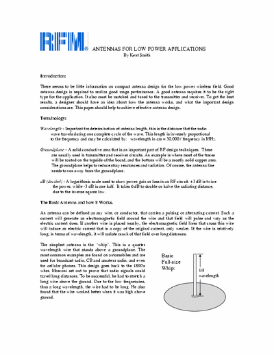 rfm antennas antennas for low power applications