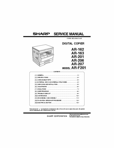 SHARP AR163 SERVICE MANUAL SHARP AR163