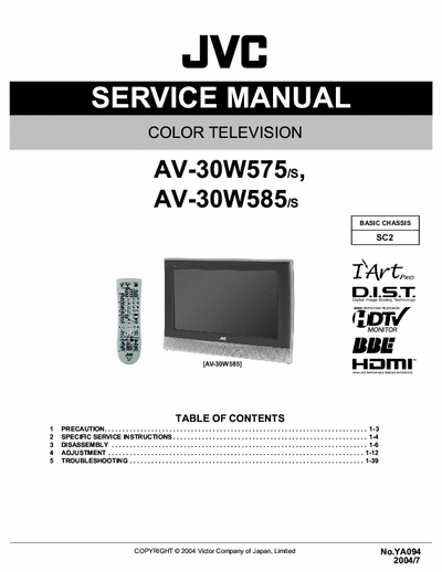 JVC AV-30W585 Complete Service Manual