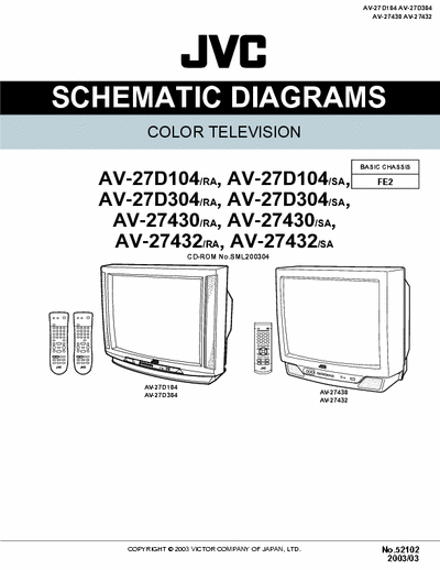 JVC AV27D104, AV27D304 AV27430, AV27432 Service Manuel for JVC AV-27D304, AV27D104, AV27430, AV27432