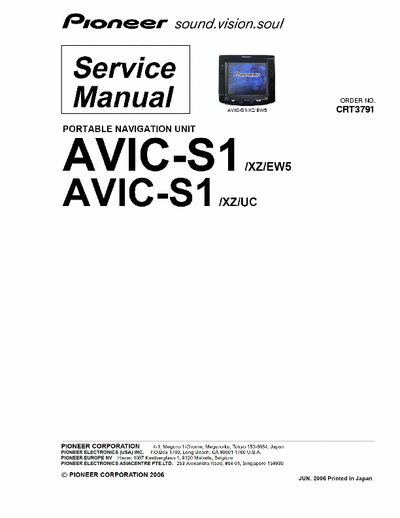 Pioneer AVIC-S1 Pioneer avic-s1 service manual