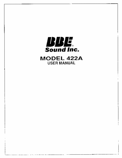 BBE 422 BBE 422 sonic maximiser manual with setup & schematic