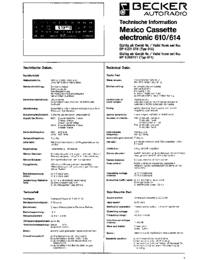 Becker mexico cassette electronic service manual