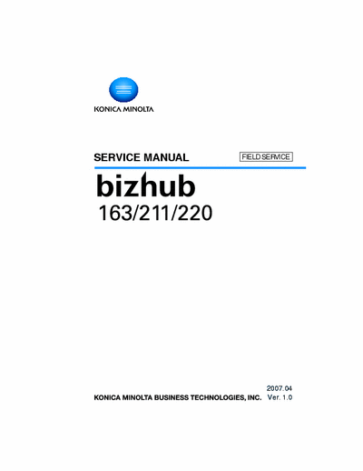 Konica Minolta Bizhub 163 Service Manual for Konica Minolta Bizhub 163