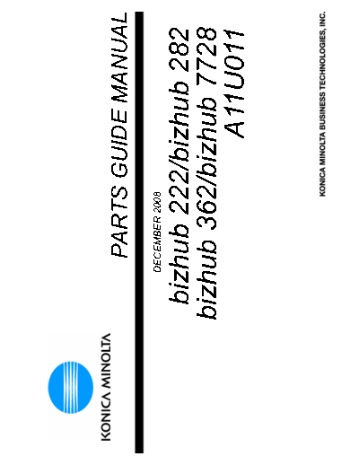 Konica Minolta 222 282 362 Bizhub 222 282 362 Parts diagram guide