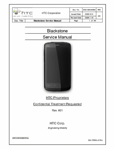 HTC HTC HD T2828 Service Manual for HTC HD (Blackstone).