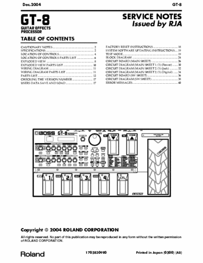 Boss gt8 gt8 guitar multi effects