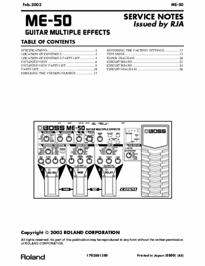 Boss me50 me50 guitar multi effects