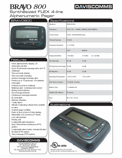  bravo800 Pager alphanumeric pager Bravo800