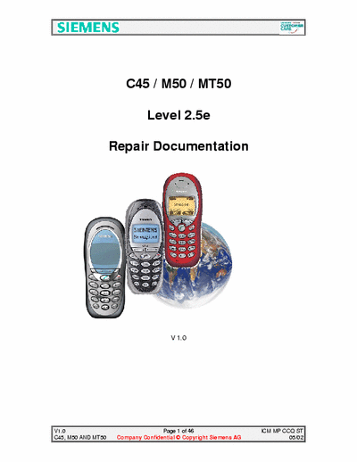 siemens M50 service manual and schematics diagram for C45_M50_MT50.