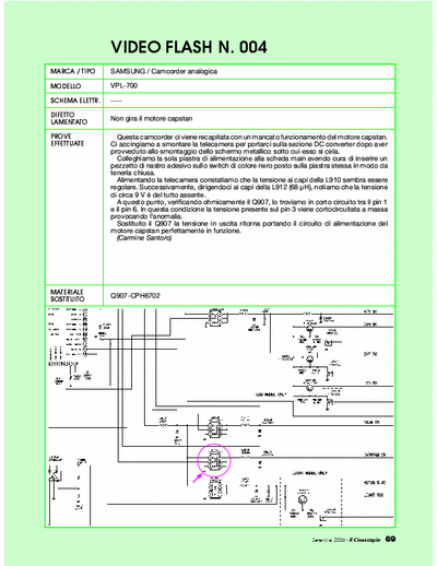 Samsung VPL-700 Camcorder Repair - Guasto: Non gira il motore capstan [Q907--> CPH6702]
