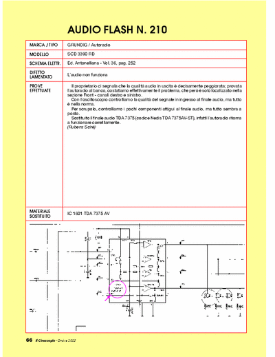 Grundig SCD3390-RD car-audio repair - Guasto: no audio [TDA7375AV]