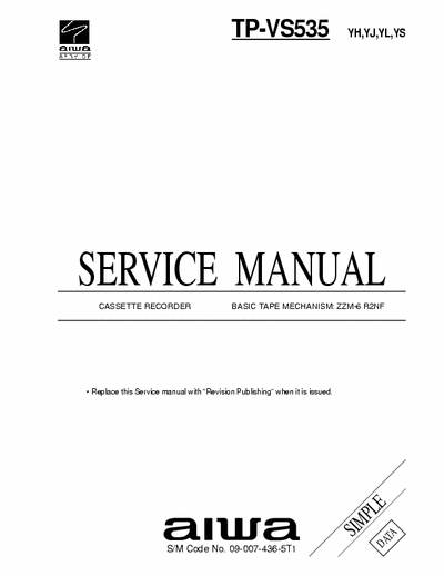 Aiwa TP-VS535 Service Manual Tape Recorder (Simple) - Tape mech. ZZM-6R2NF - pag. 7