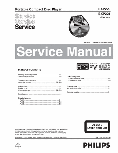 Philips EXP220,  EXP221 [all version] Service Manual Cd Player RW MP3 - pag. 21