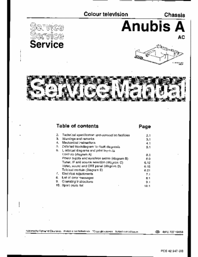 philips chassis anubis A AC service manual, plan of electronic board