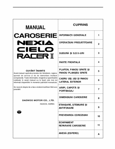 DAEWOO CIELO Romanian BodyRep