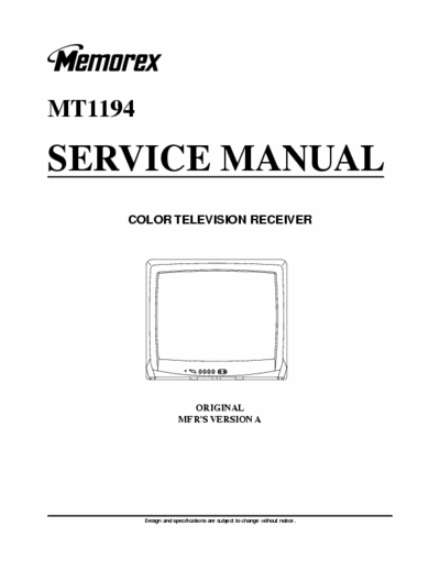 Memorex MT1194 Service Manual Color Television Receiver - pag. 30