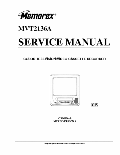 Memorex MVT2136A Service Manual combo TV/VCR vhs, o/r n. K035021 - pag. 62