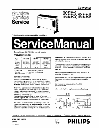 Philips HD3453/A, HD3454/A, HD3455/A, HD3454/B, HD3455/B Service Manual Convector 1500W(2000W) - pag. 2