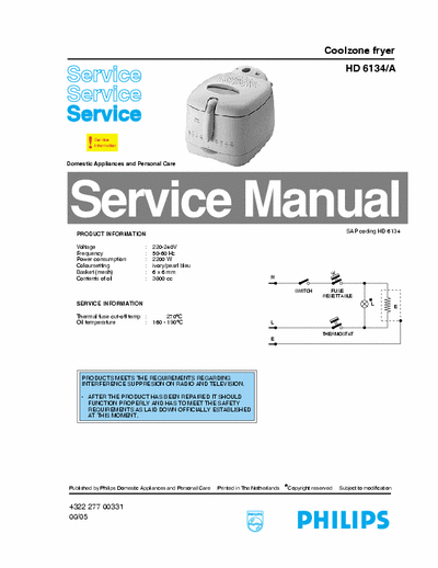 PHILIPS HD 6134/A Service Manual Domestic Appliance - pag. 2
