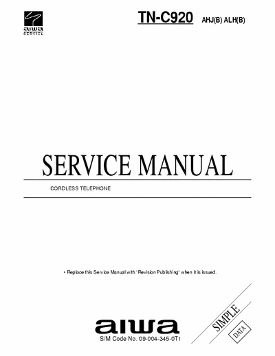 Aiwa TN-C920 (AHJ[B]) (ALH[B]) Service Manual cordless Telephone - pag. 6