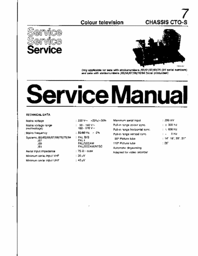 Philips CTO-S Philips chassis CTO-S color television Service Manual