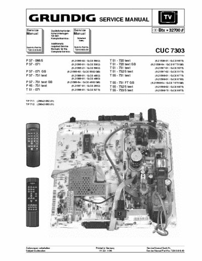 GRUNDIG CUC 7303 Description & Adjustment for CUC 7303