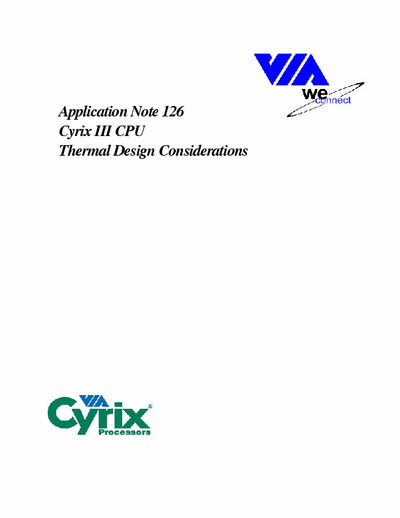 VIA Cyrix III Application Note 126
Cyrix III CPU Thermal Design Considerations