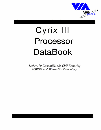 VIA Cyrix III Cyrix III Processor DataBook