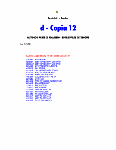 Olivetti D-Copia 12 Parts olivetti copier sama Kyocera 2030