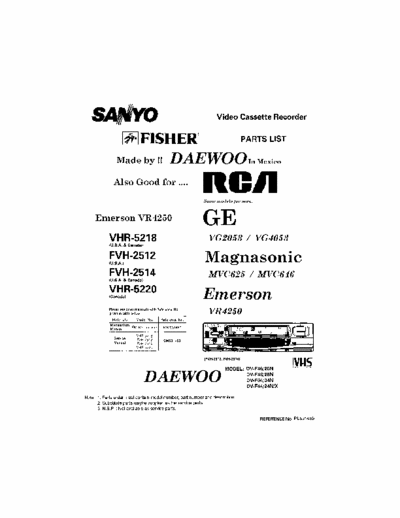 Daewoo ge_v2053-vg4053 daewoo_dv-f_vcr_-_ge_v2053-vg4053