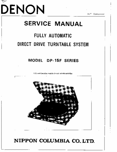 Denon DP-15F Service manual with schematic for Turntable Denon FP-15F.