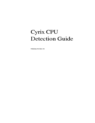 Cyrix  Cyrix CPU Detection Guide