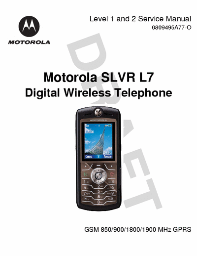 Motorola SLVR  L7 Service Manual Level 1 & 2 Gprs digital Wireless Telephone - pag. 52