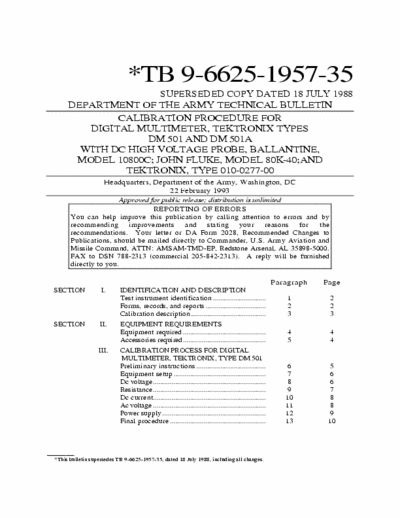Original Tektronix Instruction Manual for the DM501A Digital Multimeter 