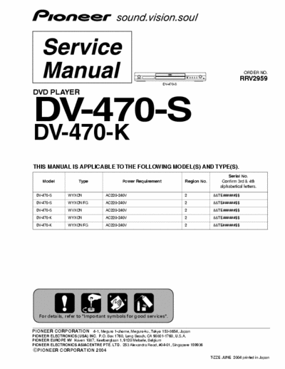 Pioneer DV-470-S (K) Service Manal Dvd Player - (13.234Kb) Part 1/6 - pag. 88