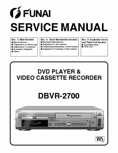 Funai DBVR-2700 Service Manual - DVD Player & VHS Recorder - (8.405Kb) pag. 99