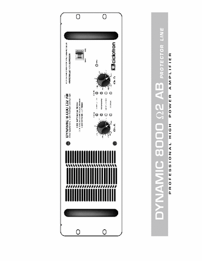 Ciclotron Dynamic 8000 2AB Power Amp Owner Manual